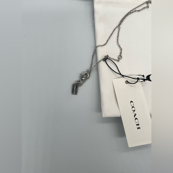 Coach Signature Heart Locket Silver Necklace New - Picture 4 of 7